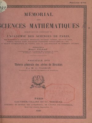cover image of Théorie générale des séries de Dirichlet